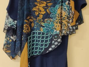 Deep Blue Dress with Cover Over Top